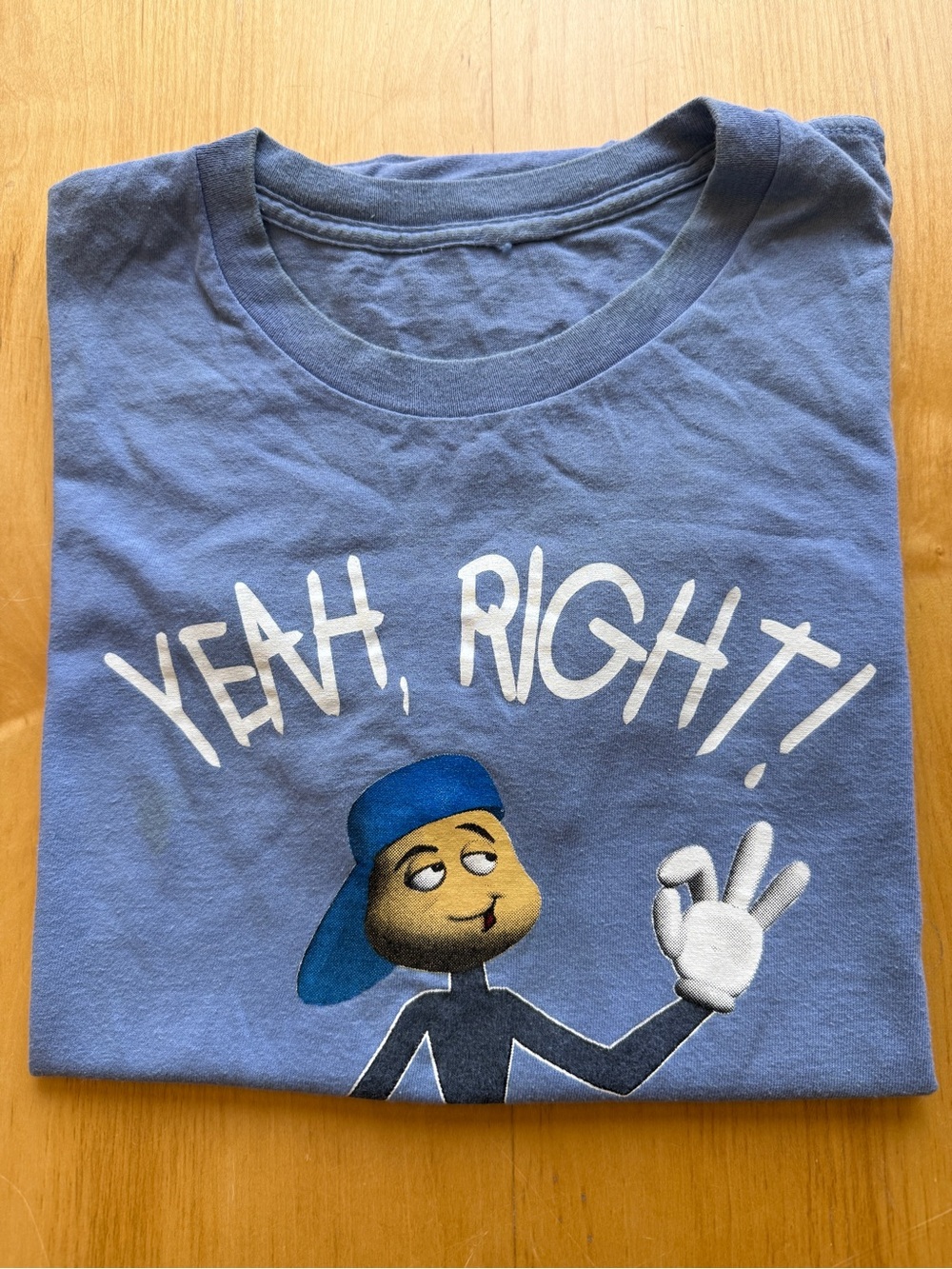 Yeah Right Graphic T Shirt Blue Meme Cartoon Tee Oversized Streetwear